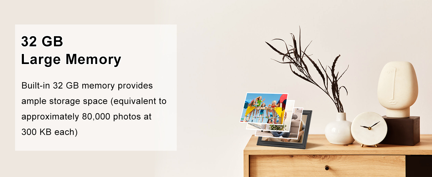 Цифровий фоторамка Lutranstra 10.1 дюйма WiFi, HD IPS сенсорний екран, 32 ГБ, автоматичне обертання, Frameo App (Чорний)