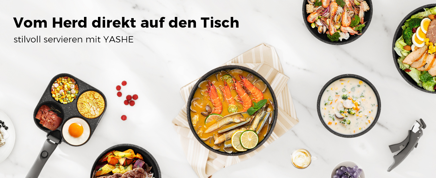 Набір каструль та сковорідок YASHE 20 предметів з знімними ручками, антипригарне покриття, для індукційних плит, термостійкий до 230°C, можна мити в посудомийній машині, складається, сірий та білий (сірий)