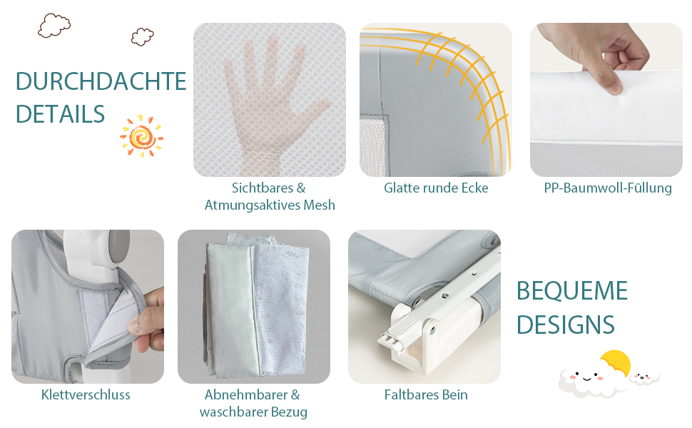 Бортик для ліжка COSTWAY складаний, захисний бар'єр для дитячого ліжка та батьківського ліжка 105x42 см (Сірий)