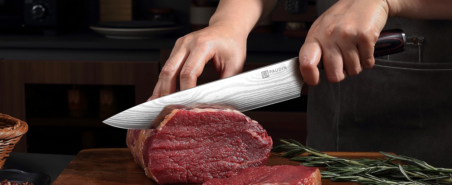 PAUDIN Profi Кухонний ніж 23см з нержавіючої сталі, ергономічна ручка, для професіоналів та любителів, ідеальний подарунок для кулінарів