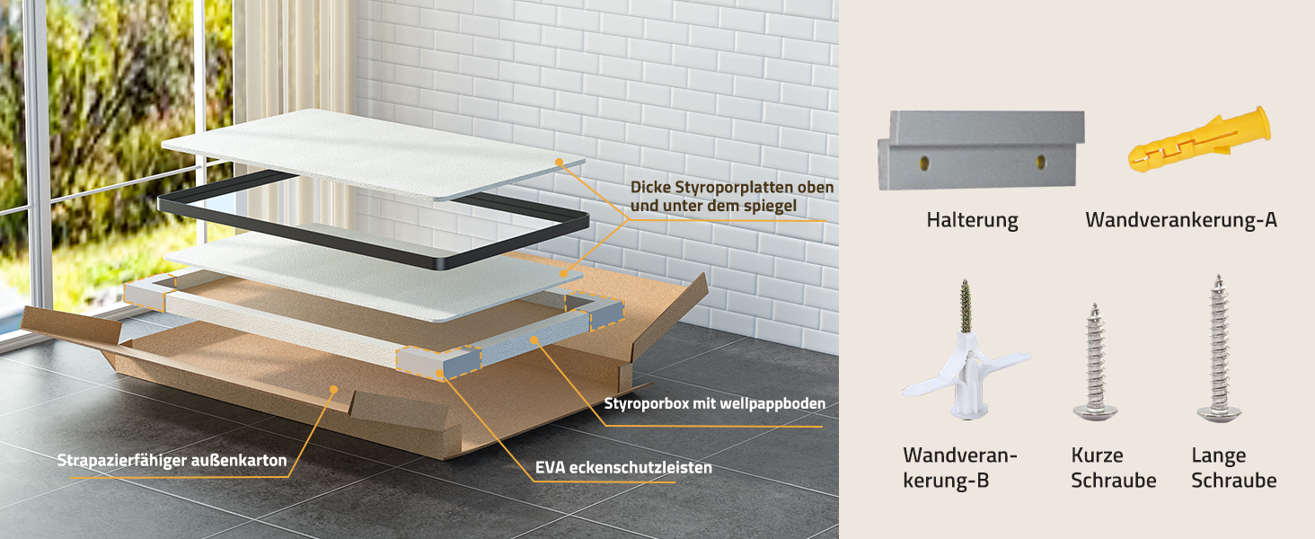 Дзеркало для ванної кімнати TETOTE 40x50 см, чорне, прямокутне, з металевим каркасом, з круглими кутами, для раковини, з загартованого скла
