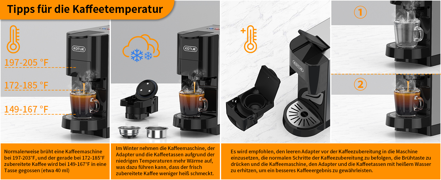 Кавомашина KOTLIE Espresso 4-в-1 для NES/Dolce Gusto/меленої кави/ESE (44мм), 19 Бар, Чорна