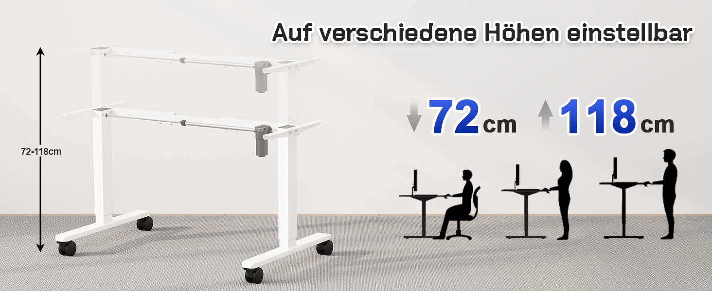 Стіл JUMMICO з регулюванням висоти: міцний каркас, 3 пам'яті, для сидіння та стояння (білий), 100 x 160 см