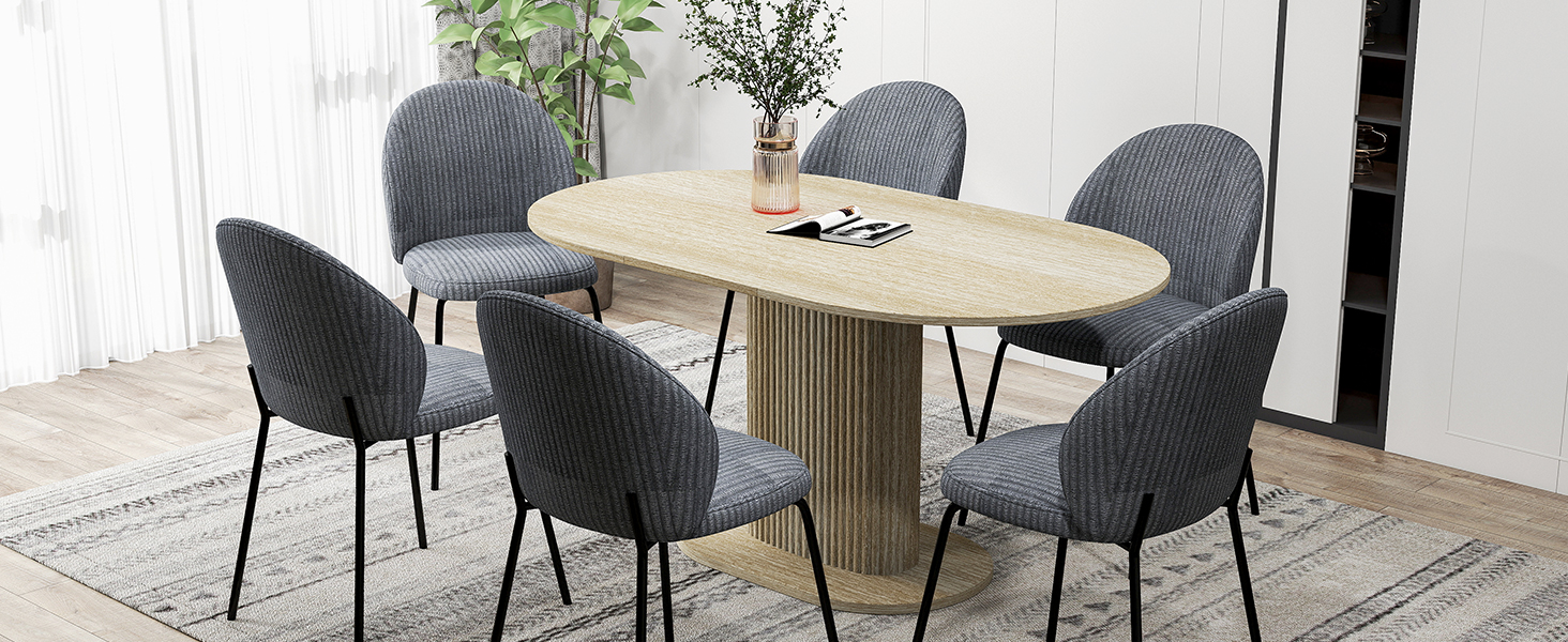 Обідній стіл WAFTING овальної форми, сучасний дизайн, для 4-6 осіб, 160x90x75 см, шпон дуба