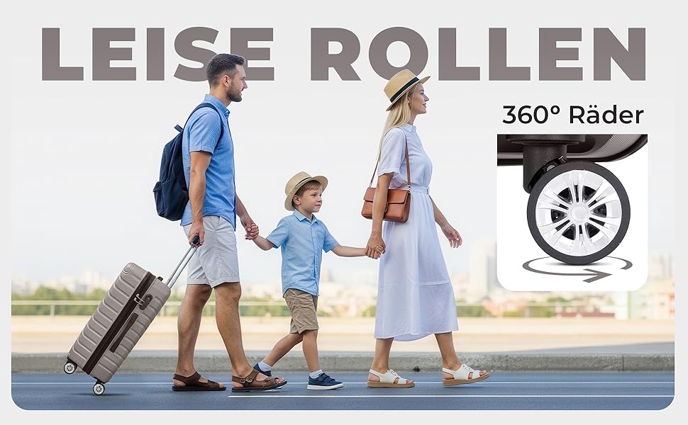 Набір валіз Onbest 3 шт. XXL (20', 24', 28') з ABS пластику – міцні та легкі валізи з колесами. В комплекті: валіза, ролтоп, валіза-ролкер + цифрова вага. Колір: шампань