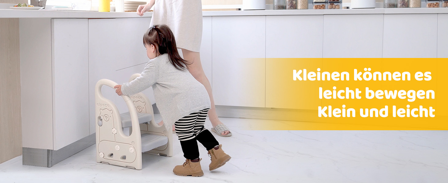 Триттхокер для дітей Onasti 2 сходинки, регульована висота, сірий. Зручний триттхокер для малюків 1.5-5 років