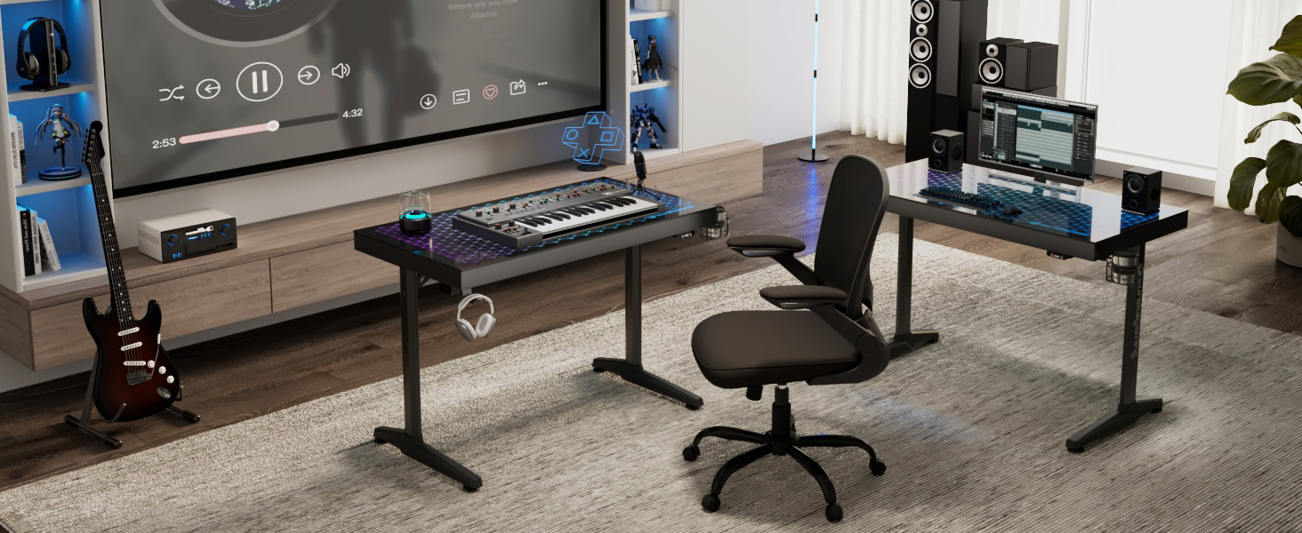 Ігровий стіл EUREKA ERGONOMIC RGB 110 см з підсвічуванням, 110 x 60 см