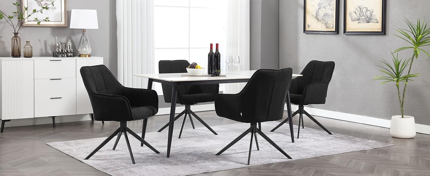 Набір обідніх стільців WOLTU 2 шт., поворотні, для кухні, вітальні, їдальні, з м'якими сидіннями та підлокітниками, метал, жаккард, темно-сірий