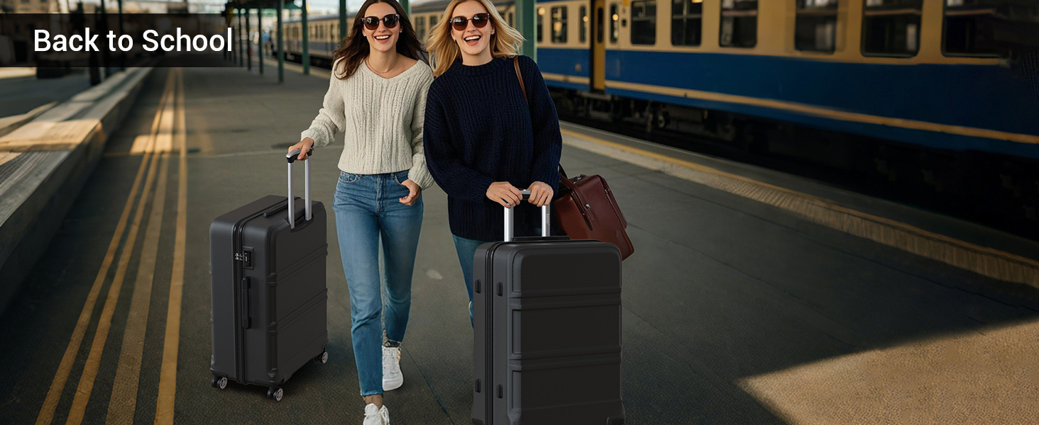 KONO Чемодан-валіза на колесах L (65 см) Чорний