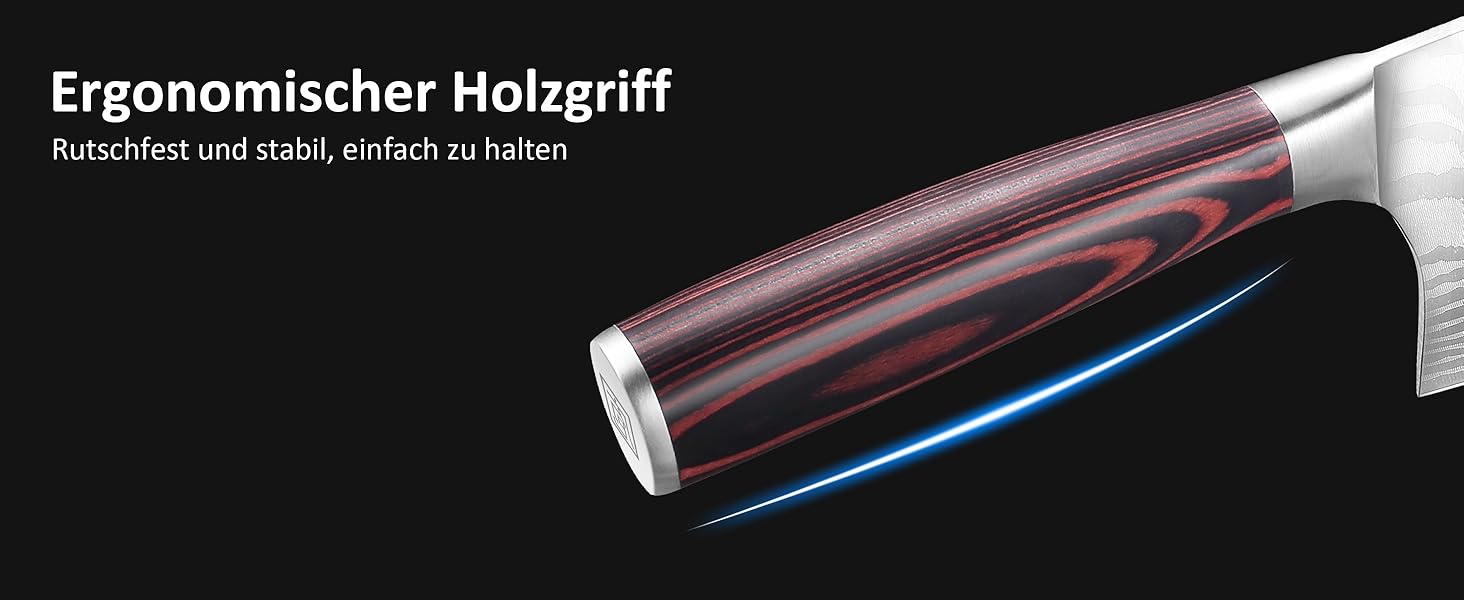 PAUDIN Ніж Сантоку з Дамаської сталі 13 см, професійний кухонний ніж для кухні, надзвичайно гострий, з високоякісної нержавіючої сталі та ергономічною ручкою G10 (ніж-сікач 18 см)