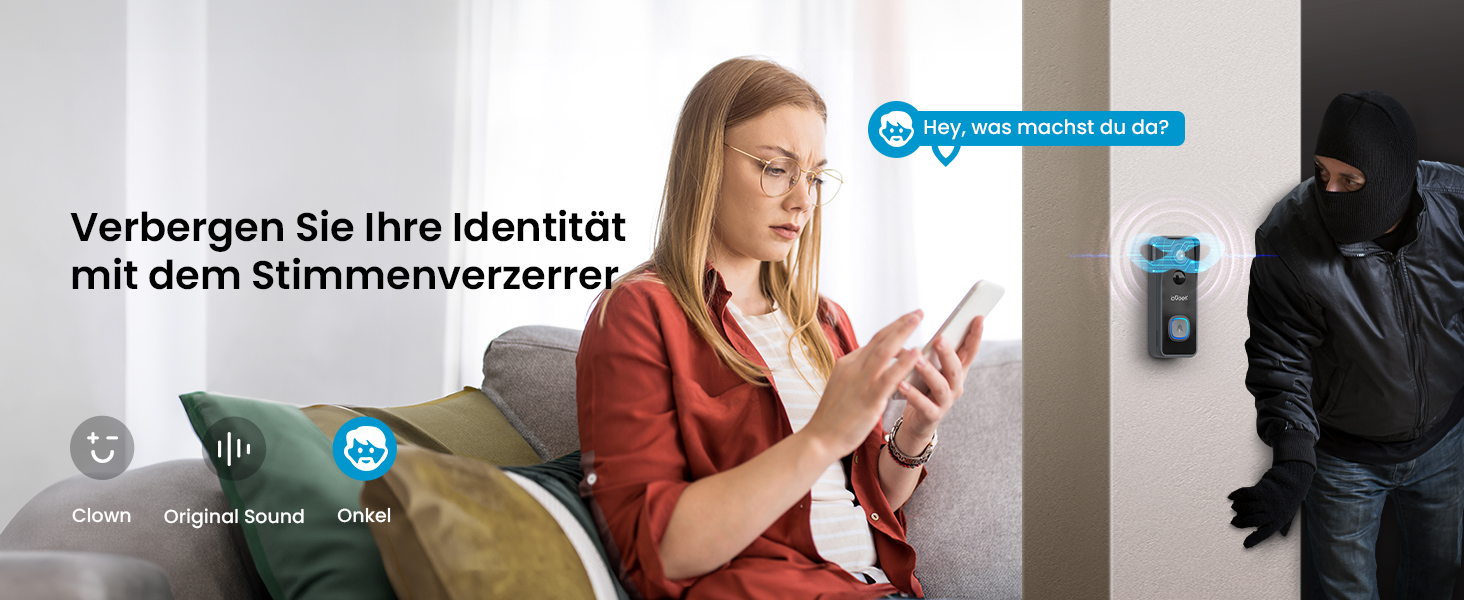 Відеодзвінок ieGeek 2K з камерою: бездротовий, водонепроникний (IP66), AI-розпізнавання руху, нічне бачення, без підписки, сумісний з Alexa, Wi-Fi 2.4GHz, з внутрішнім дзвінком (білий/сірий)