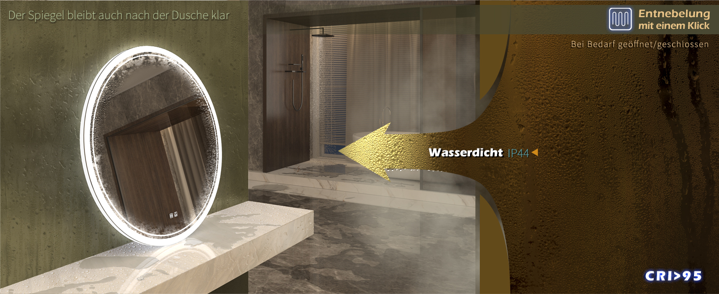 LED дзеркало для ванної кімнати KWW, регульована колірна температура, протитуманне, диммування, 60x60 см