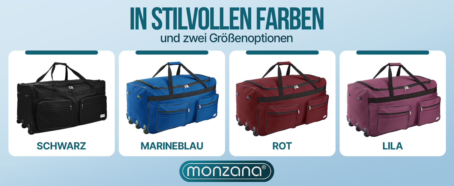 Дорожня сумка на колесах MONZANA XL 85л, сумка-тролей з телескопічною ручкою та підставками, м'який дорожній багаж (Темно-синій, 70x36x34см)