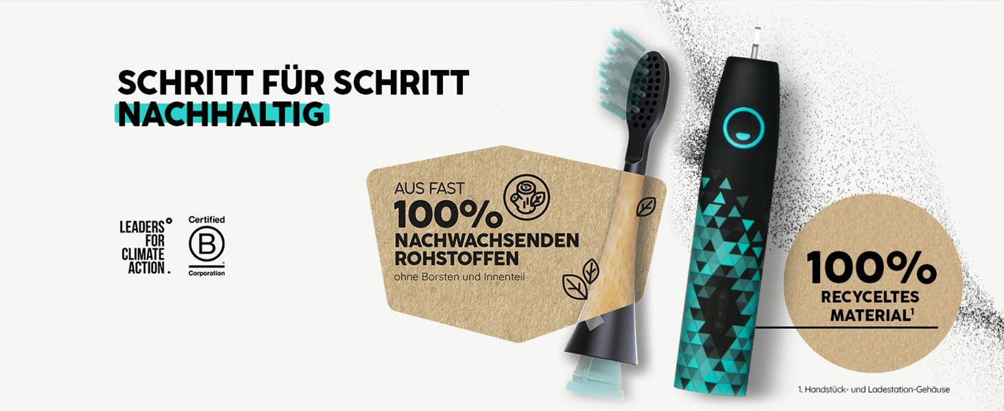 Електрична зубна щітка HappyBrush Eco Vibe 3+ – Чорний/М'ятний – 2 роки гарантії