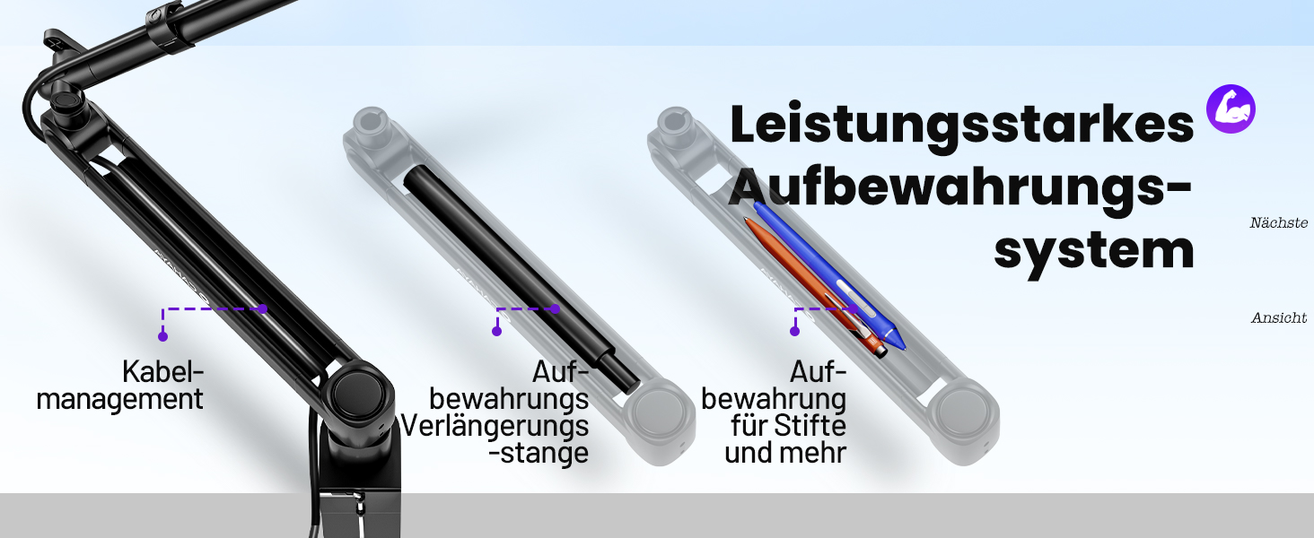 CAHAYA Мікрофонний стійкий кронштейн Boom Arm Professional: Регульований мікрофонний кронштейн з подовжувачем, дизайн під монітор для стрімінгу та запису, вантажопідйомність до 2.5 кг