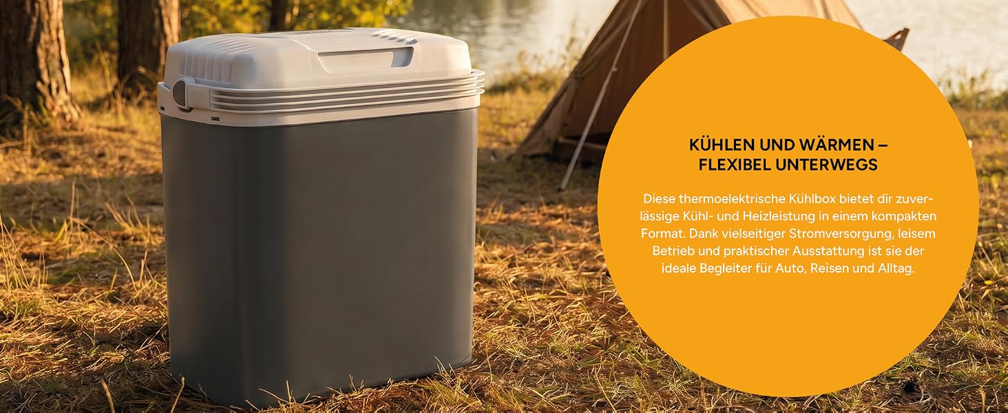 Автомобільний холодильник/термос First Austria Thermoelektrische Kühlbox 24L з USB-C PD 3.0 52W, живлення від мережі/автомобіля/USB, чорно-сірий