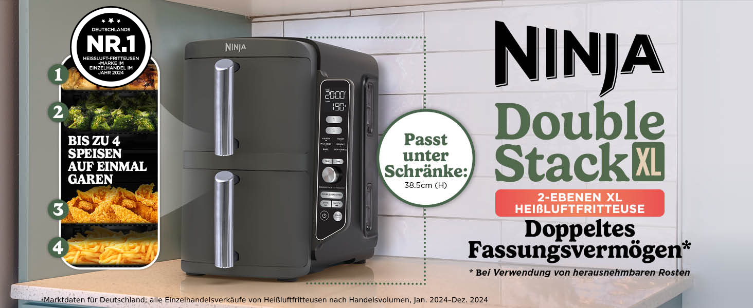 Фритюрниця Ninja Foodi FlexDrawer AF500EUCP: 7-в-1, Dual Zone, Airfryer з подвійними зонами, чорний & мідний колір