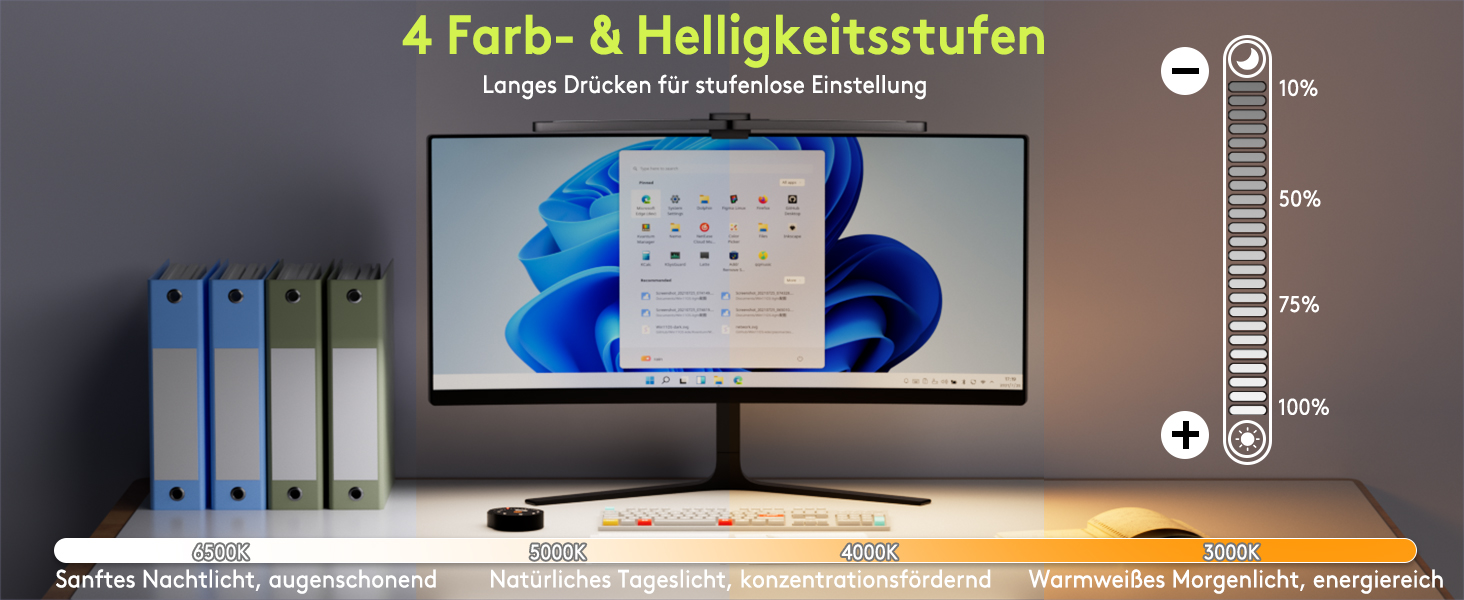 Quntis Лампа для монітора з регулюванням кута та пультом дистанційного керування, 66 см, тепле світло, авто-диммування, без мерехтіння, захист від блакитного світла, настільна лампа