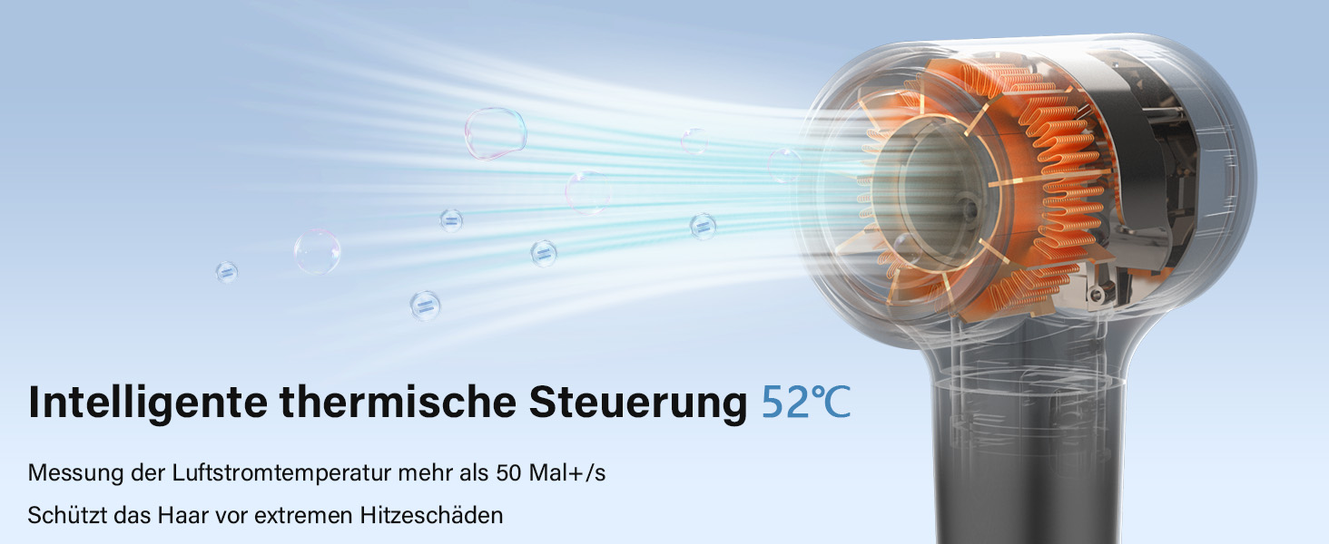 Професійний фен для волосся з дифузором, безщітковий мотор 110 000 об/хв, 400 млн плазмових іонів, низький рівень шуму 57дБ, сірий