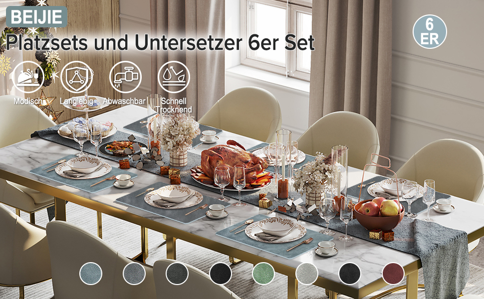 Підставки під тарілки та серветки з екошкіри (6 шт.) - водонепроникні, стійкі до подряпин, для кухні та обіднього столу. Зелено-сірий набір