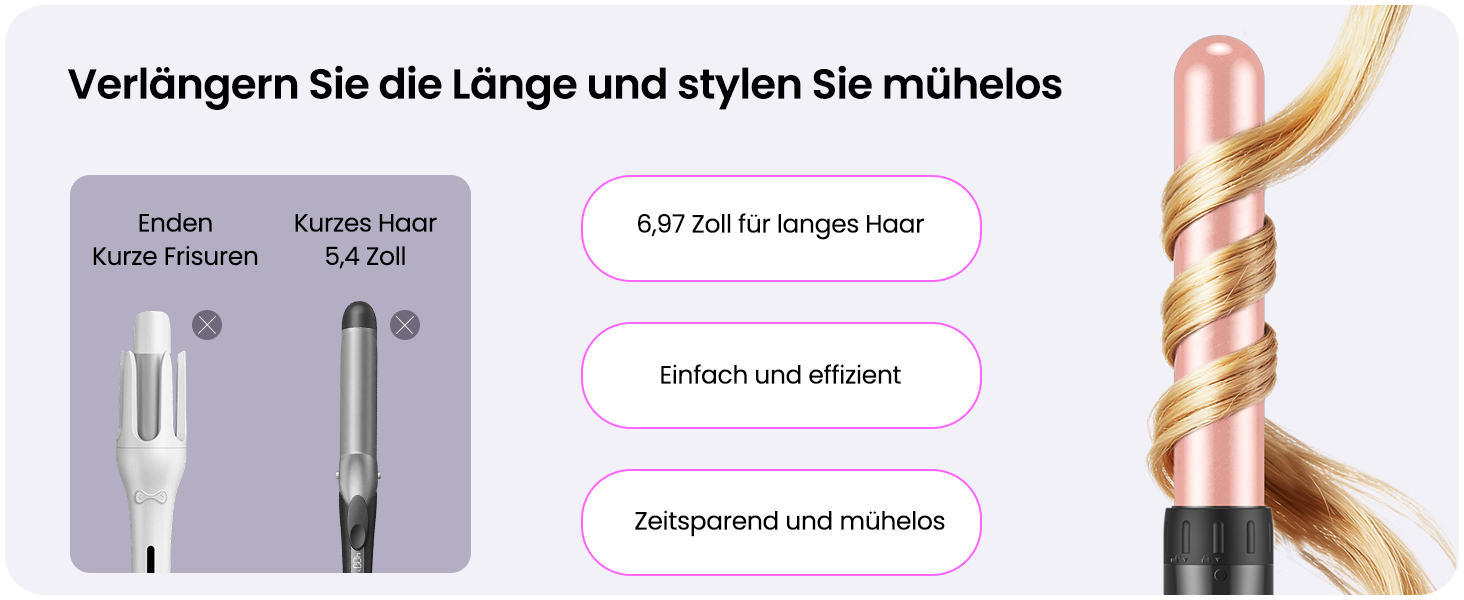 BESTOPE PRO Набір для завивки волосся 5-в-1 – 3 керамічні насадки для великих локонів та хвиль – швидкий нагрів, 2 температурні режими, локонові щипці з рукавичкою та 2 зажимами, антифrizz, подвійне напруження, рожеве золото