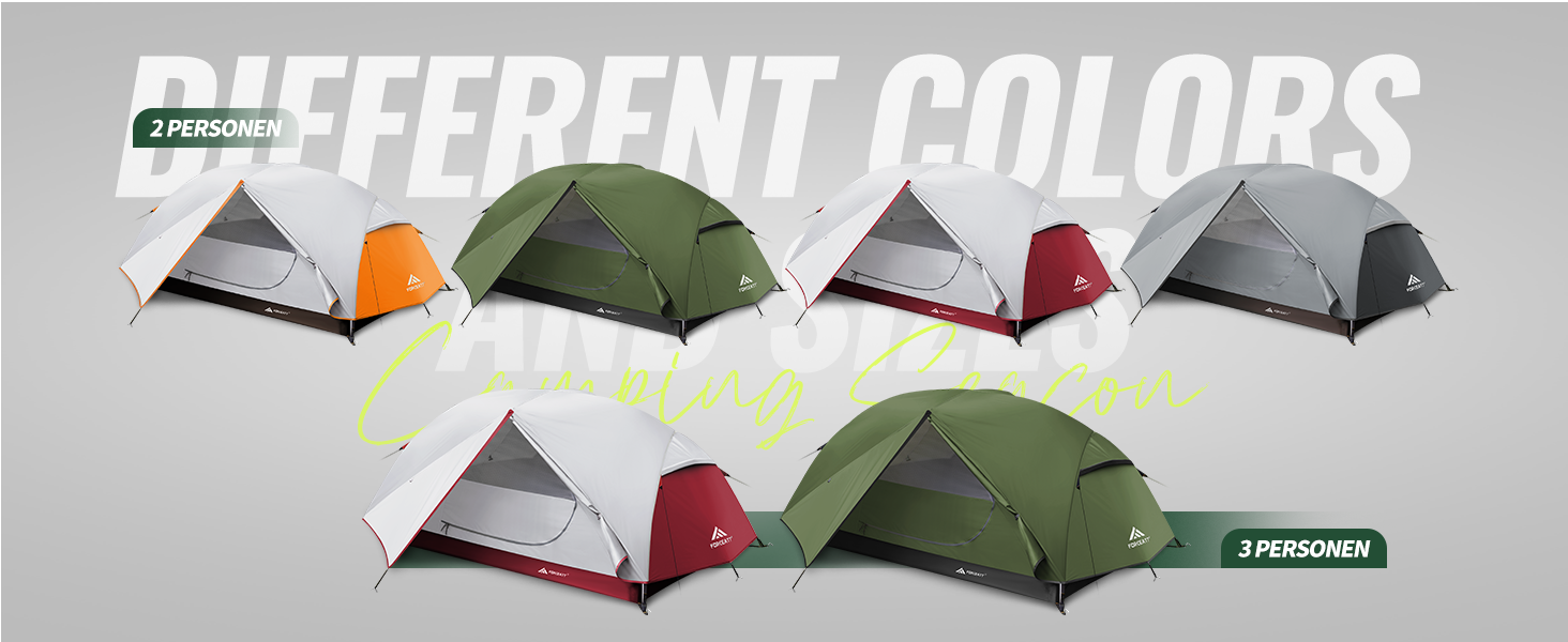 Намет кемпінговий Forceatt 2-3 особи, водонепроникний, вітростійкий, 3-4 сезони, червоний