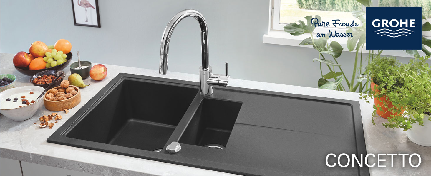 Змішувач кухонний GROHE Concetto з висувним душем, поворотний 360°, хром - 31483002