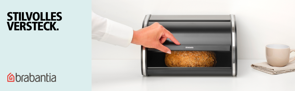 Хлібниця Brabantia Rollbrotkasten для хліба та булочок, сталева, матово-чорна, середній розмір