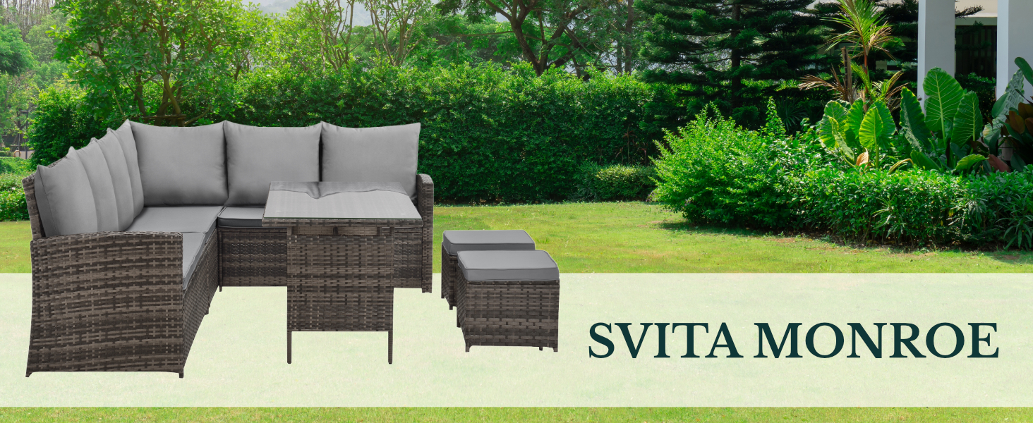 Кутовий диван садовий плетений SVITA Monroe коричневий для тераси та саду з поліротангу