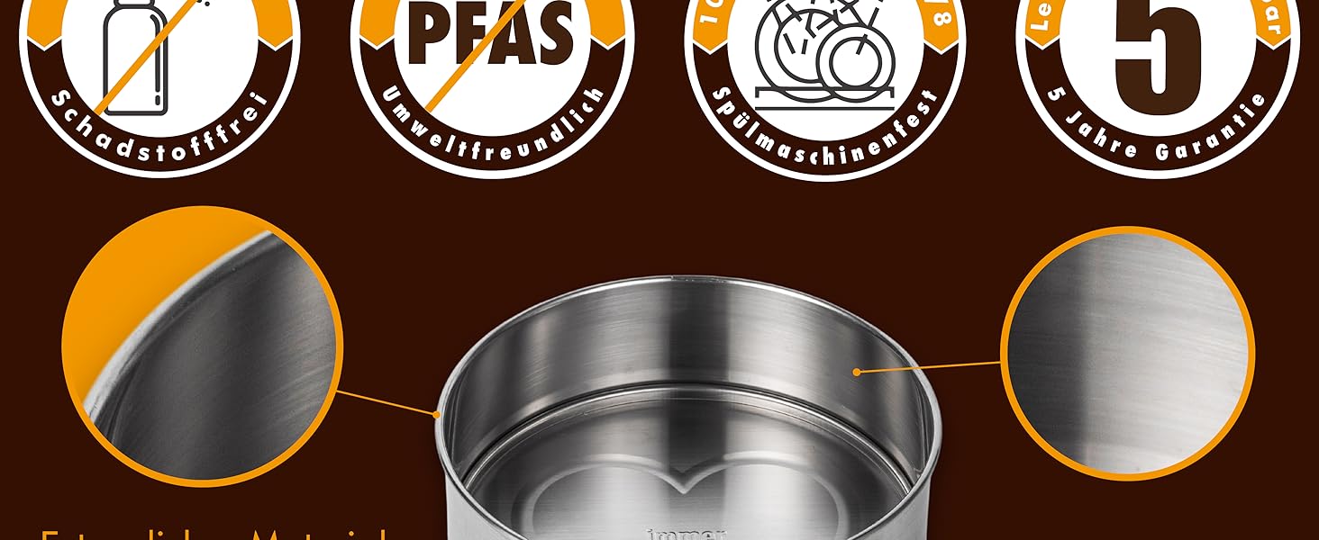 Форма для випічки Edelstahl, роз'ємна, нержавіюча сталь, 25 см, без ПФОА, для миття в посудомийній машині