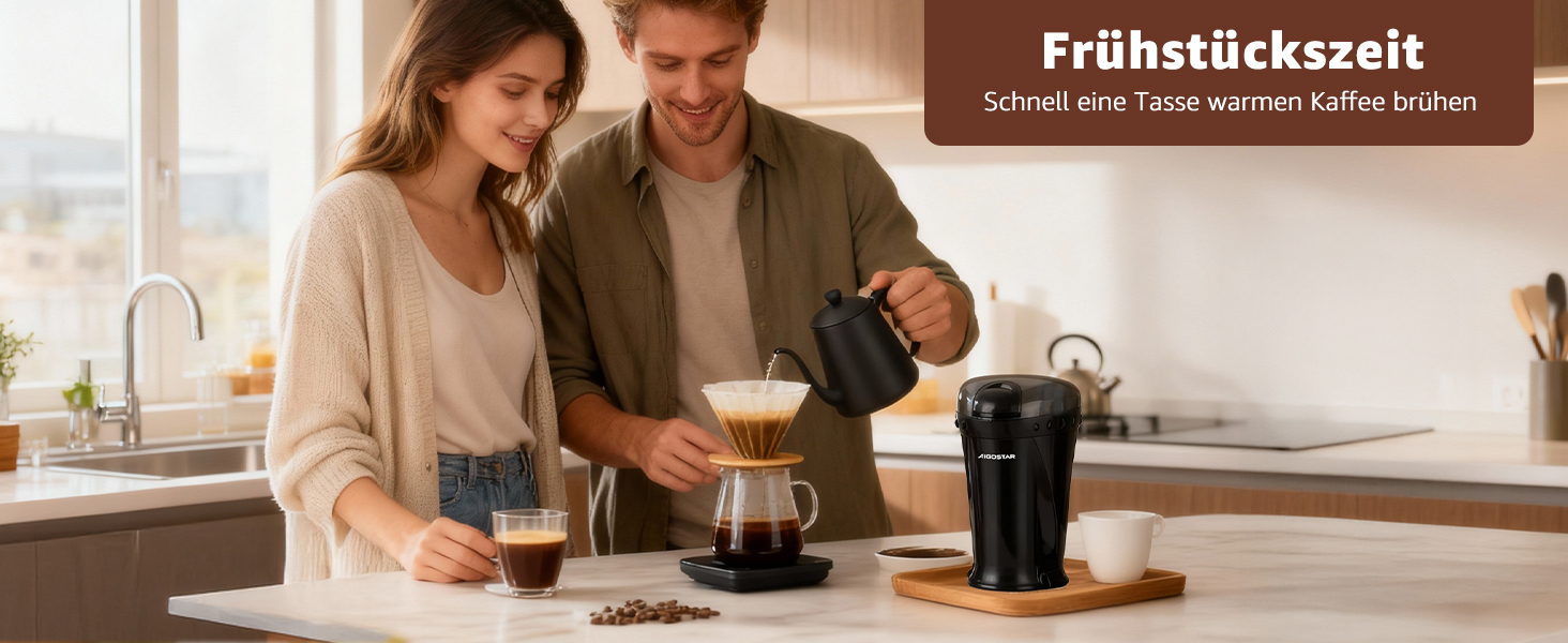 Кавомолка електрична Aigostar для кави, спецій та горіхів, нержавіюча сталь, 60г, 200 Вт, чорна (2 шт)