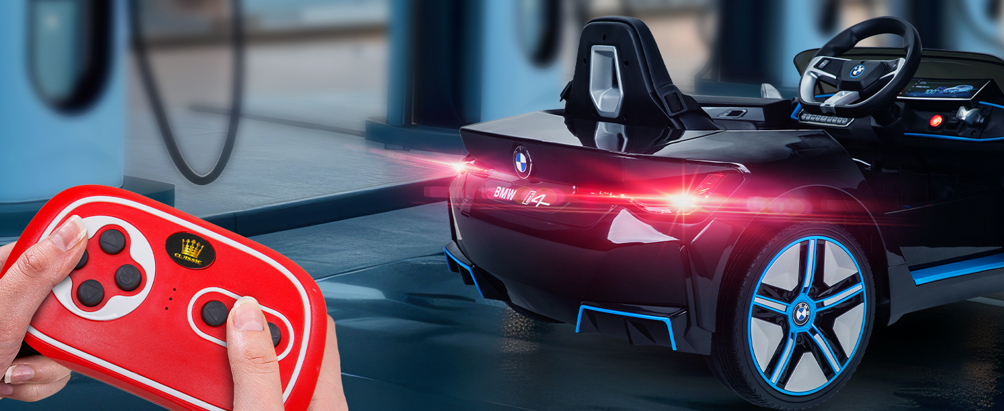 Дитячий електромобіль BMW i4 білий, ліцензійний, з пультом 2,4 ГГц, електроавтомобіль для дітей від 3 років