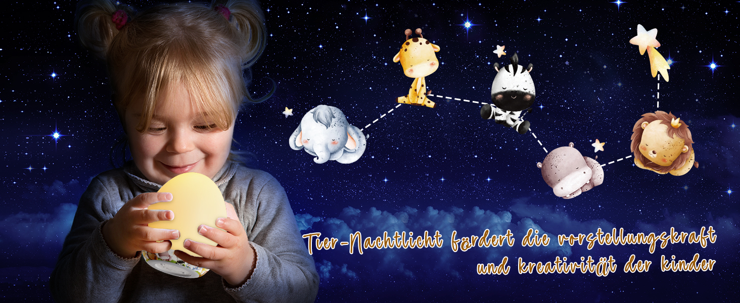 Нічник-ліхтарик MediAcous для дітей та малюків з 8 кольорами, регулюванням яскравості, таймером 1 година та сенсорним керуванням. Декоративний нічник з мисливцями для дитячої кімнати (білий)