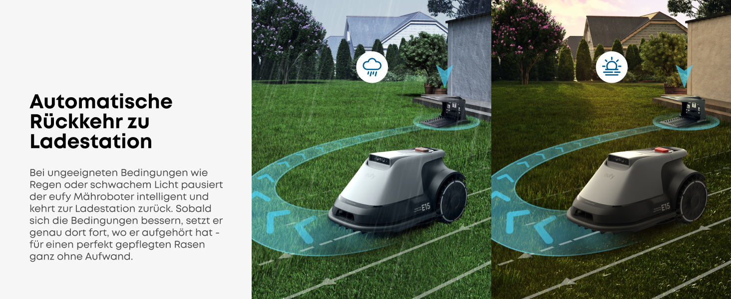 Робот-газонокосарка eufy E15 без дроту, до 800 м², TrueVision, навігація, уникнення перешкод, керування через додаток