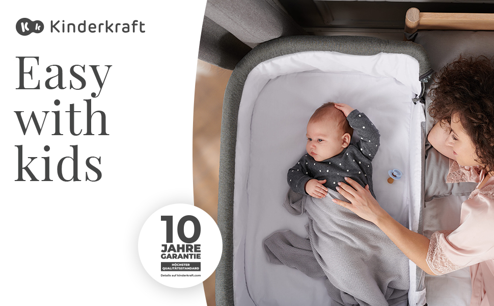 Дитяче ліжко Kinderkraft Neste Grow 3 в 1: ліжко-манеж, ліжко для малюків (від народження до 2 років), з матрацом, сумкою для транспортування, регулюванням висоти та сталевим каркасом, сірий колір