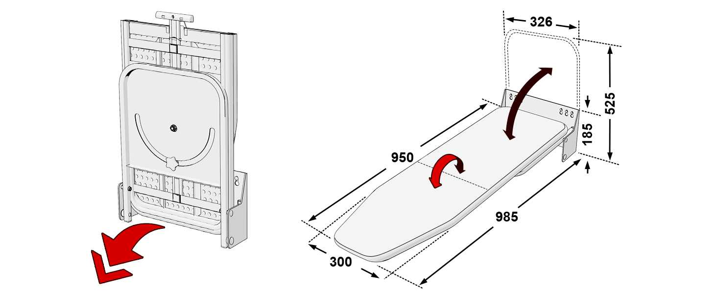 Настінна прасувальна дошка Uyoyous складна, регулюється по висоті, обертається на 180, економить місце, білий розмір A