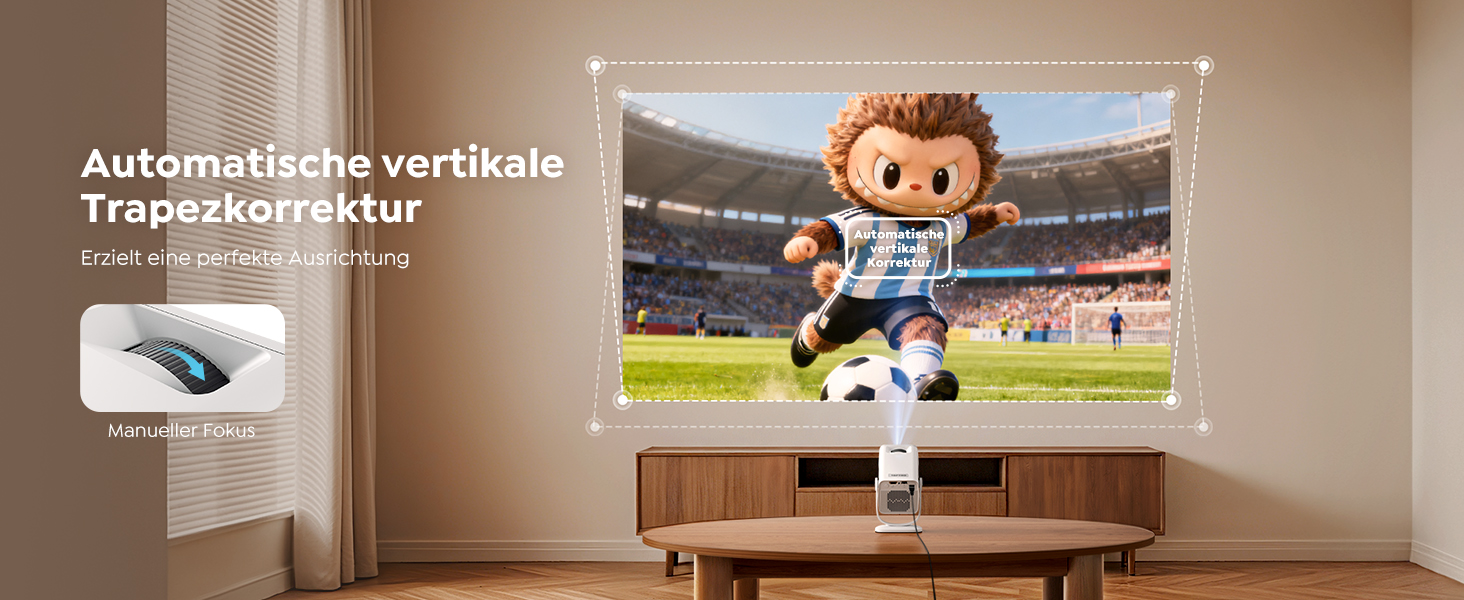 Портативний проєктор Mini Beamer 4K з підтримкою Android 13, WiFi 6, Bluetooth 5.4 та обертанням 270°. Підходить для домашнього кінотеатру, використання на вулиці та підключення до HDMI, Android, iOS, PC, USB. Автоматична корекція трапеції. Білий колір.