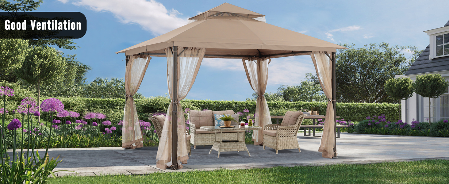 Павільйон садовий ABCCANOPY 2.5x2.5м водонепроникний, з сіткою, зимостійкий, сірий - для вечірок та захисту від сонця та дощу
