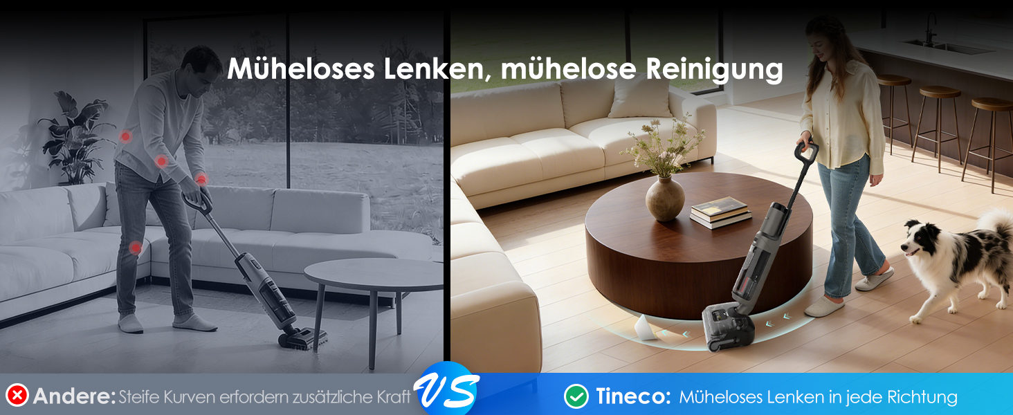 Tineco Floor ONE i6 Stretch: Акумуляторний миючий пилосос 2-в-1 з гарячим повітрям для сухого та вологого прибирання, 20 кПа, для шерсті тварин
