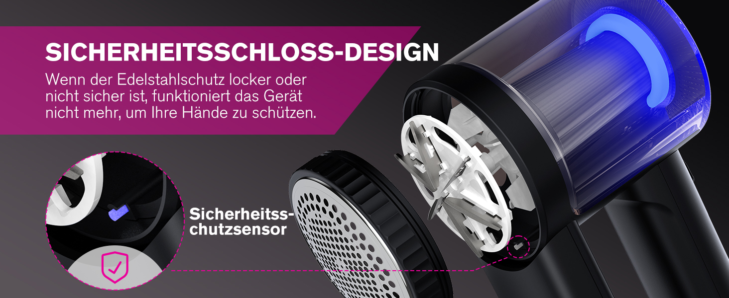 Електричний видальник ворсу Homtronics з USB-зарядкою, LED-дисплеєм та 6-ма лезами для одягу, диванів та килимів, чорний