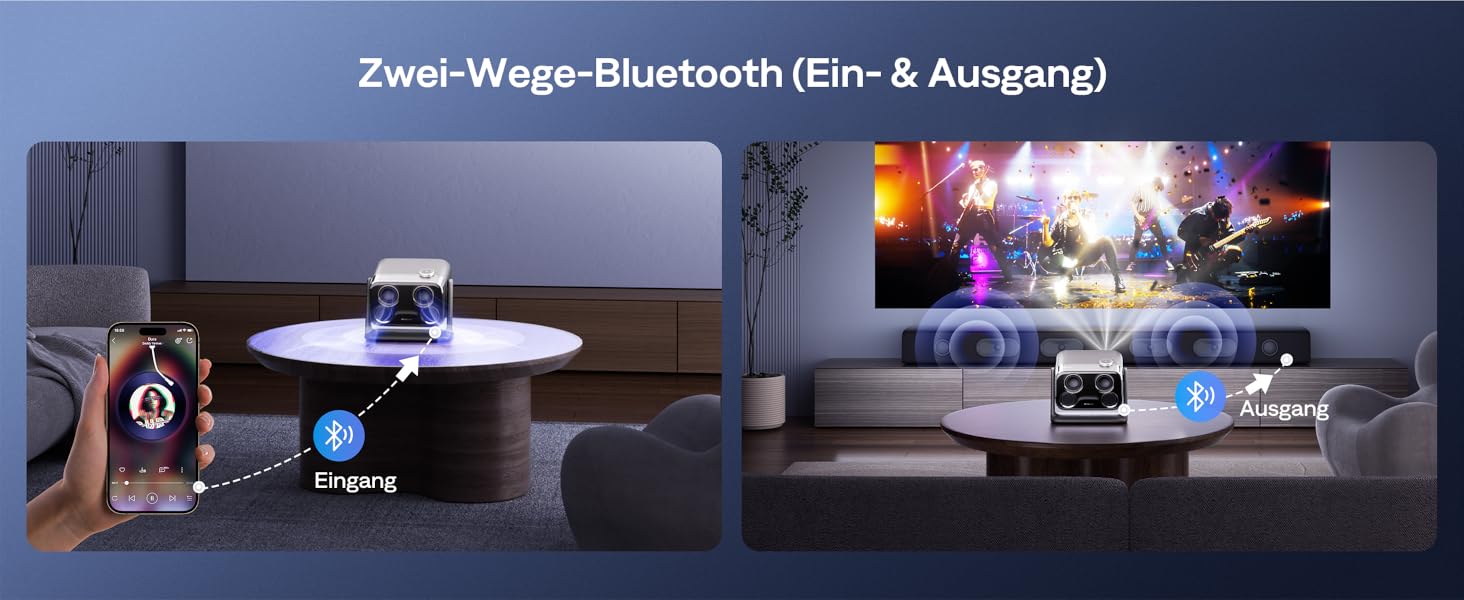 Проектор Aurzen Boom Mini 4-в-1 з Google TV, 4K, 20W Dolby Audio, Wi-Fi, Bluetooth, для дому та на вулицю, автоматичне фокусування, корекція трапецеїдальних спотворень, 500 ANSI люмен (Чорний)