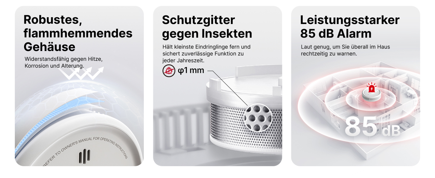 X-Sense Розумний димовий датчик з Wi-Fi, EN 14604, нічний режим, 10 років служби, змінна батарея, керування через додаток, XS0E-iR, білий