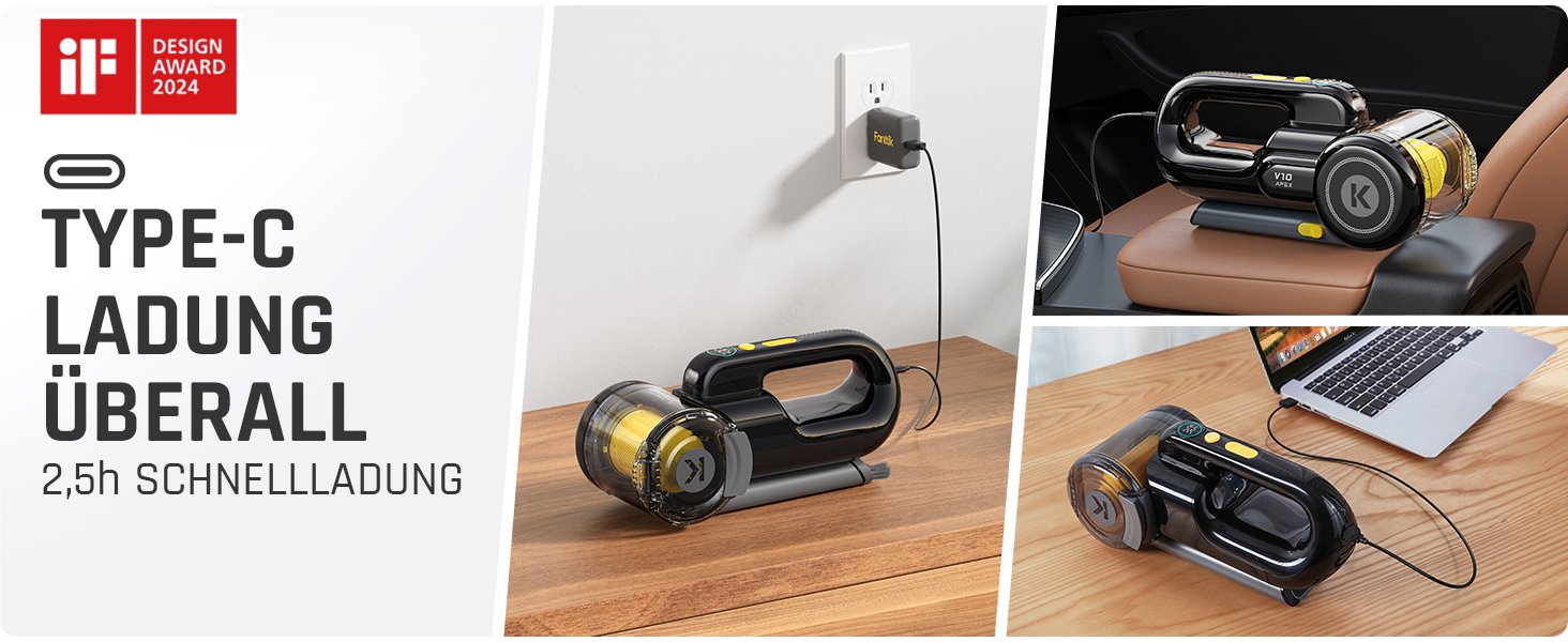 Акумуляторний ручний пилосос Fanttik Fold V10 APEX Pivot для авто та дому, потужність 17 000 Па, LED-дисплей, з гнучким шлангом та щіткою для шерсті тварин