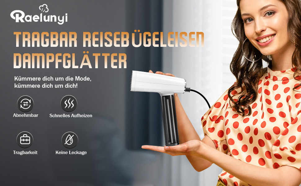 Парфукат Raelunyi 1300W: портативний відпарювач для одягу, для дому, подорожей та офісу (білий)