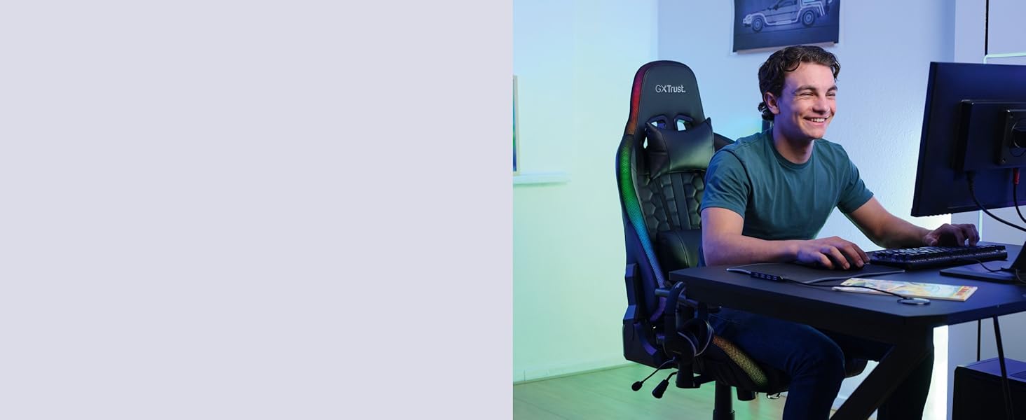 Ігровий стіл Trust Gaming GXT 709W Luminus RGB з підсвічуванням LED, 10 режимів, USB, білий, з тримачем для навушників та напоїв, 120 x 60 см