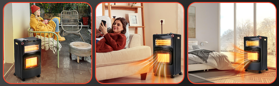 Газовий обігрівач для приміщень 4,2 КВт, інфрачервоний нагрівач, портативний, Plug and Play