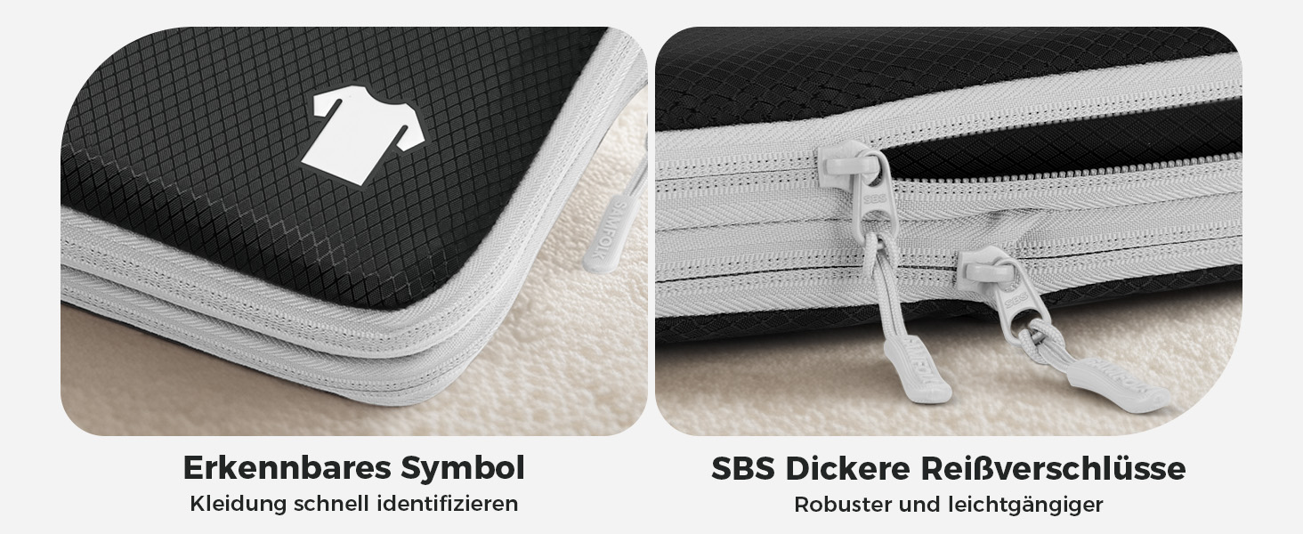 Набір органайзерів для валізи та рюкзака з компресією, водонепроникні пакувальні куби для подорожей, 8 предметів, чорний