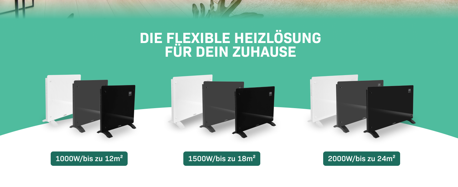 Електричний конвекторний обігрівач VONROC 2000W - для кімнат до 24м² - настінний/підлоговий монтаж - ручне/APP керування, білий