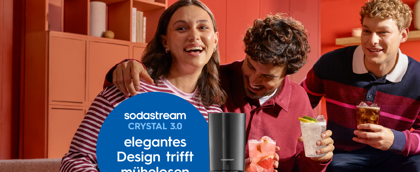 Сифон для газування води SodaStream CRYSTAL 3.0, 2 скляні карафани по 0,7л та балон CO2 з системою Quick Connect