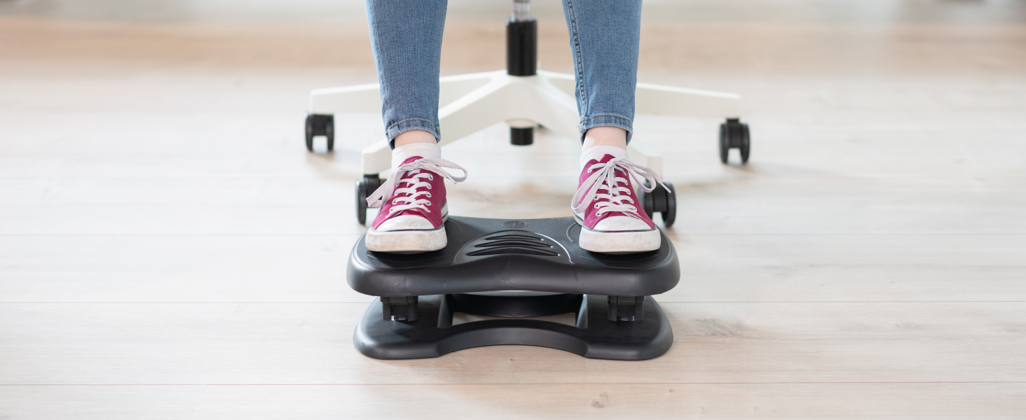 Підніжка для ніг Unilux Nymphea, регульована, антиковзка, динамічна, для офісу та дому, чорна, 43 x 33,7 x 12,2 см